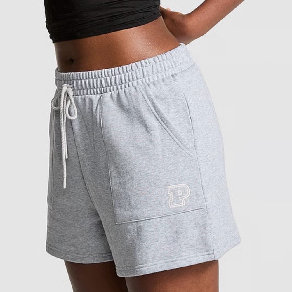 PINK VICTORIA’S SECRET Ivy Fleece Sweat Shorts High Rise Relaxed Fit Grey XL